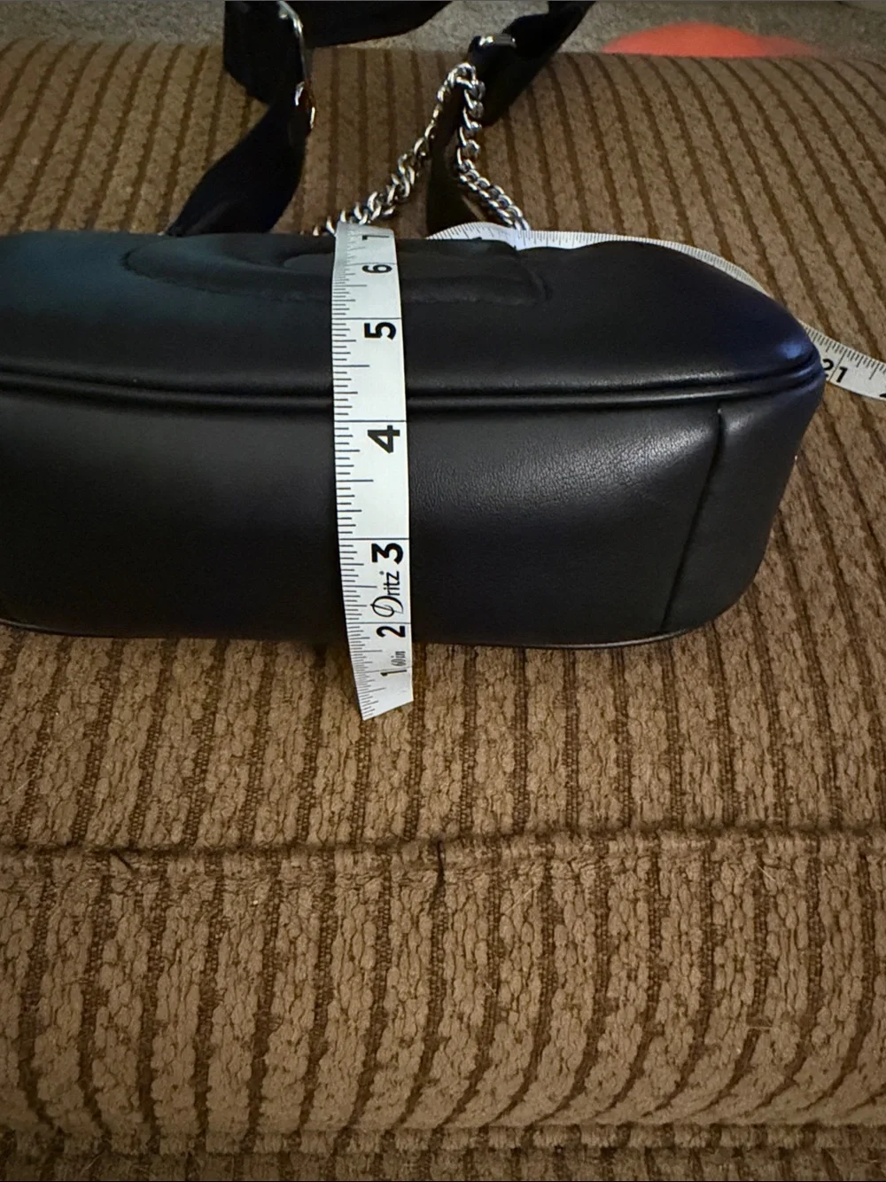 Coach Black Leather Shoulder Bag with Silver Chain